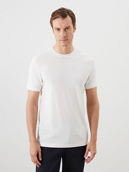 Bisiklet Yaka Merserize Bask?l? Erkek Ti??rt