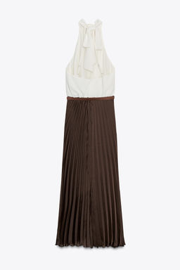 PLEATED COMBINED MIDI DRESS - Zara фото 19
