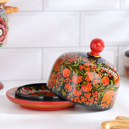 Масленка «Круг», 15×12 см, дерево хохлома