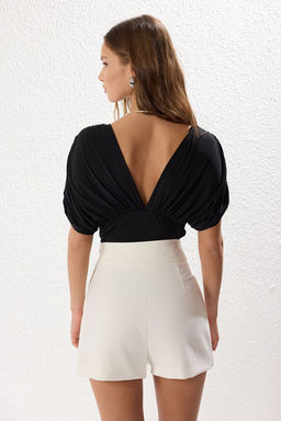 TRENDYOLMILLA Siyah Volanl? Duz Fitted/Vucuda Oturan C?tc?tl? Esnek Orme Body TWOSS25BD00003  фото 5