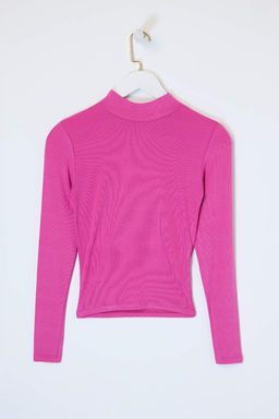 Fusya Duz Fitted Asimetrik Yaka Dusuk Kol Kolsuz Aksesuar Detayl? Esnek Orme Bluz TWOSS26BZ00352