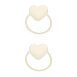Набор резинок для волос арт. 71848 / 10 СЕРДЕЧКИ (в наборе: 2шт., б/р, вулканизированная резина, полиэстер, полиметилметакрилат, цвет: молочный, подложка из мелованного картона + ПЭТ-пакет с европодвесом)