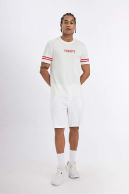 DeFactoFit Стандартная посадка с круглым вырезом Футболка с короткими рукавами и принтом T_rkiye Athlete  фото 2