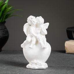 Фигурка гипс Ангелы на сердце, перламутровый, 14?8?6 см