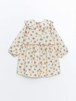 Uzun Kollu Bask?l? K?z ?ocuk Elbise