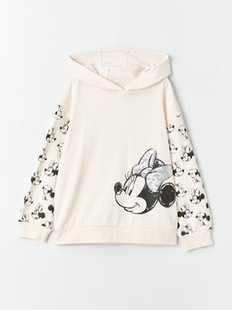 Minnie Mouse Bask?l? Uzun Kollu K?z ?ocuk Hoodie