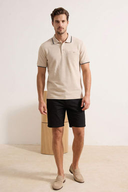 Bej Regular Polo Yaka Dokulu Polo Yaka T-shirt TMNSS26PO00021