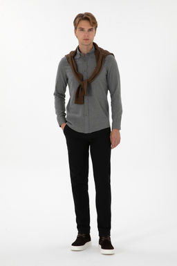 Erkek Slim Fit Siyah Kanvas Pantolon
