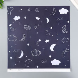 Цена за 5 шт. Двусторонняя бумага для скрапбукинга «Арт Узор. Космическое небо», 180 г/м², 30.5×32 см