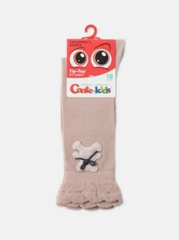 Цена за 2 пары CONTE-KIDS Удлиненные носки TIP-TOP из хлопка с декоративной игрушкой бежевый
