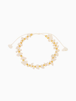 Браслет, длина 16 см, белый, золотой