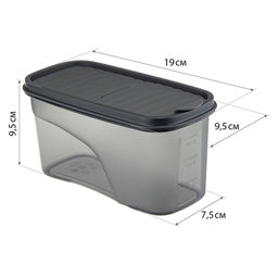 Банка для сыпучих продуктов пластмассовая Бест 1л, 9,5х19х9,5см, графитовый (Россия) - Домашняя мода фото 2