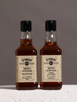 Подарочный набор «Крутой мужик», гель для душа, шампунь для волос и мочалка, 2×250