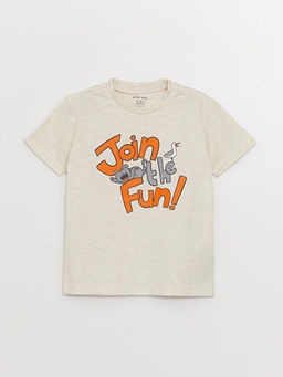 Bisiklet Yaka Bask?l? Erkek Bebek Ti??rt ve ?ort 2li Tak?m - Waikiki фото 2