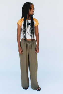 PANTAL?N WIDE LEG PIJAMERO / Khaki - Zara фото 10