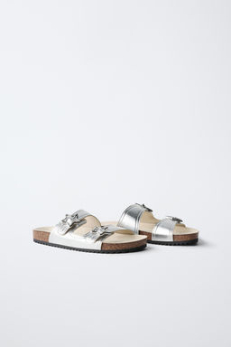 SANDALIA HEBILLAS METALIZADA / Plata - Zara фото 2