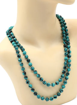 Бусы длинные из бирюзы искусственной шарик 8мм