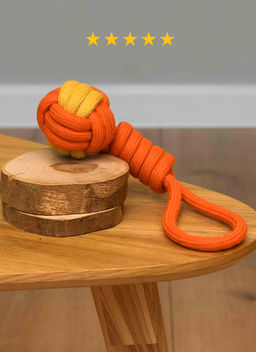 Игрушка для собак шар из каната с петлей, хлопок, 25см, в ассортименте PS059