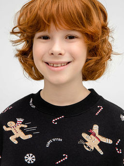 Свитшот для мальчиков в черном цвете с принтом печенье - Mark formelle фото 4