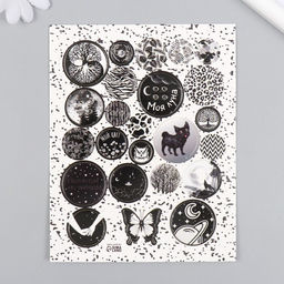 Цена за 5 шт. Декор для творчества картон «Фишки и пуговки. Чёрный», 24 шт., 13×16.5 см
