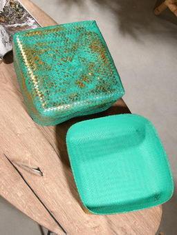 Корзинка плетёная «Голден мини», 30×30×20 см, голубая