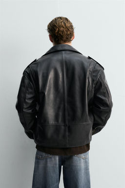 LEATHER BIKER JACKET LIMITED EDITION - Zara фото 3