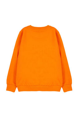 Turuncu Erkek Cocuk Mevsimlik-Ince Slogan Desenli Orme Sweatshirt TKDAW25SW00007