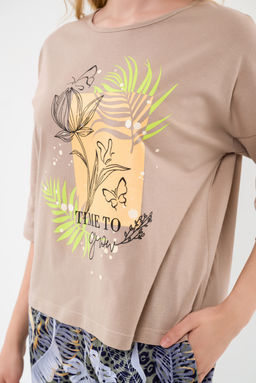 Пижама из футболки и брюк из кулирки Мечта тропики кофе - Амадэль фото 11