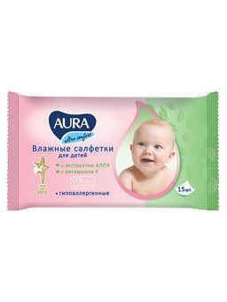 AURA влажн.салфетки Детские (15шт) Ultra Comfort компакт