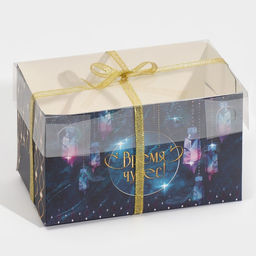 Цена за 5 шт. Коробка для капкейка «Фотографичный синий», 16 х 8 х 10 см