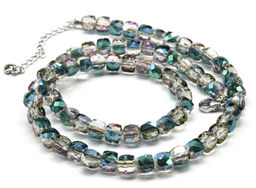 Бусы из циркона кубик гр.6мм цв.зелено-розовый хамелеон, 46см