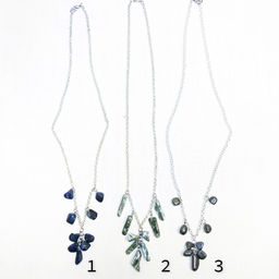 Колье из самоцветов на цепочке - содалит, серафинит (клинохлор), гематит - 45 см - Сувенир-камни фото 2