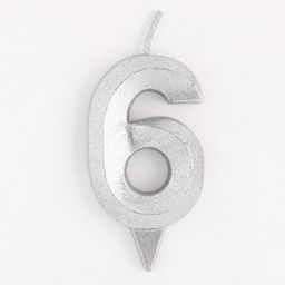Цена за 3 шт. Свеча в торт «Цифра 6», серебряная, 6.5 см