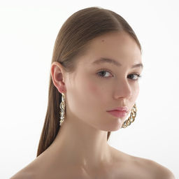 Серьги-кольца Цепь, цвет серебряно-золотой, d=7 см - Queen fair фото 3