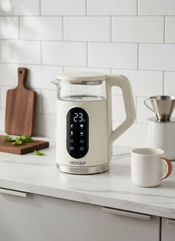 Чайник DELTA LUX DE-1025 корпус из термост. стекла и пластика, LCD дисплей, белый: 2200Вт, 1,7л