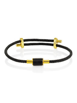 Браслет на плетёном шнурке с матовым янтарным бочонком