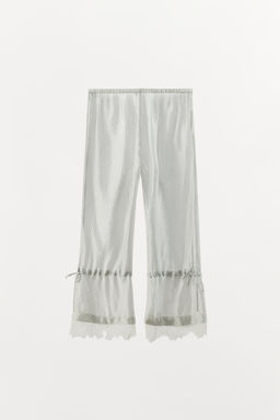 PANTAL?N CAPRI RAYAS ENCAJE / Crudo / Beige - Zara фото 7