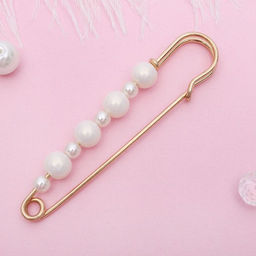 Булавка "Жемчужная дорожка", 7,3 см, цвет белый в золоте