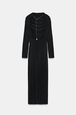 MIDI DRESS WITH DRAPED DETAIL AND JEWEL BACK - Zara фото 6