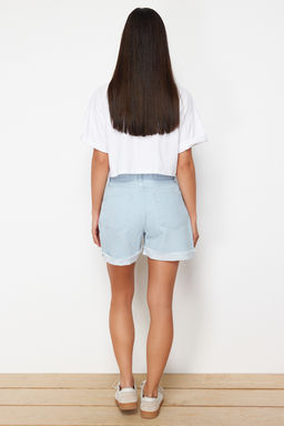 Ac?k Mavi Y?rt?kl? Denim Sort TWOSS24SR00113 - Trendyolmilla фото 6