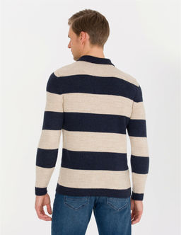 Lacivert Slim Fit D__meli Polo Yaka Triko Kazak - Pierre cardin фото 5