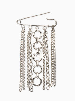 Булавка с подвесами "Звезды", цвет серебро L=6см