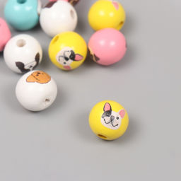 Бусины для творчества дерево «Пёсики», набор 10 шт., 1.6×1.6×1.6 см