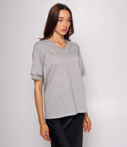 Футболка #КТ25606, серый меланж