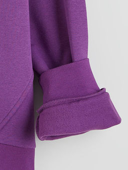 Bask?l? K?z ?ocuk Kal?n Sweatshirt