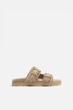 DOUBLE STRAP LEATHER SANDALS - Zara фото 3