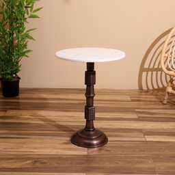 Стол кофейный, 41×41×56 см, алюминий/мрамор