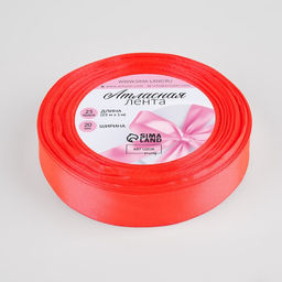 Цена за 4 шт. Лента атласная, 20 мм, 23±1 м, неоновая, розовая №23