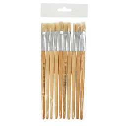 Цена за 10 шт. Кисть щетина № 10, плоская, ручка дерево (международный размер)