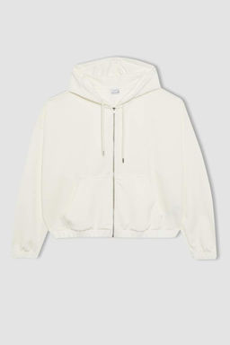 DeFactoFit Oversize Fit Толстовка Премиум с капюшоном и двумя карманами на молнии фото 9